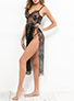 Women's Ornate Lace Fabric Lingerie Dress - Large Split Sides